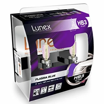 Image of LUNEX HB3 PLASMA BLUE Headlight Halogen Bulbs 9005 12V 65W P20d 4200K duobox (2 units)