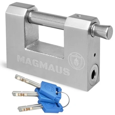 Image of Magmaus® RTL80 [Never Rust] Heavy Duty Shipping Container Padlock with 3 Keys [High Security] Weatherproof Outdoor Lock [Stainless Steel] Ideal for Shed, Chain, Gate, Garage