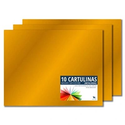 Image of RAYLU Paper Coloured Metallic 50 x 65 cm, Pack of 10 Cardboard 180g/m², 210 297 mm, Professional Boxes for Office, Copy Paper, Colourful Crafts (Metallic