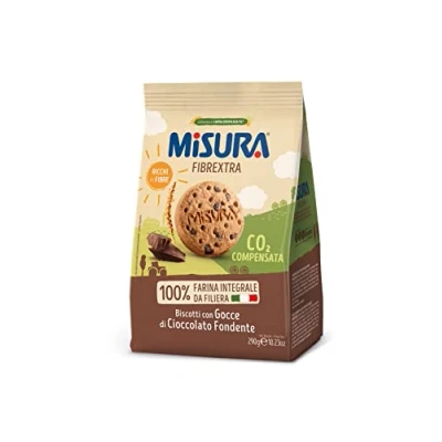 Image of Misura Fibrextra Melting Chocolate Drop Biscuits 100% Integral Flour Rich in Fibre 290g Packaging