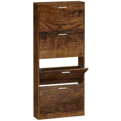 Image of vidaXL Shoe Cabinet Smoked Oak 59x17x150 cm Engineered Wood