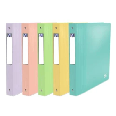 Image of OXFORD Pack of 10 A4XL School Life Binders 40 mm Spine 4 Rings Polypropylene Cover Assorted Colours Pastel