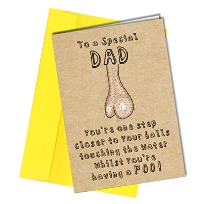 Image of BIRTHDAY CARD For Dad Funny Rude FATHERS DAY Cheeky Sibling Humour Toilet Special #1162