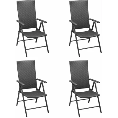 Image of vidaXL Garden Chairs 4 pcs Poly Rattan Black
