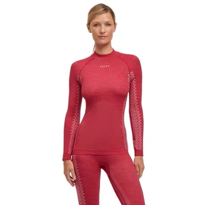 Image of FALKE Women&#039;s Wool Tech Round Neck W L/S SH Functional Yarn Quick Dry 1 Piece Base Layer Top, Red (Red 8644) Trend, XL