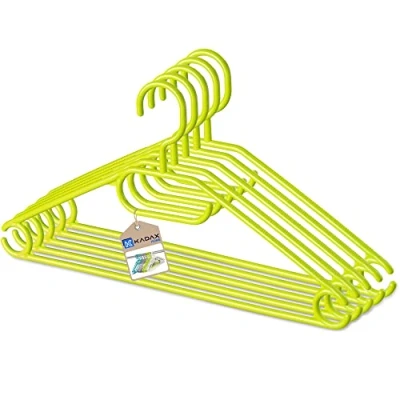 Image of KADAX Plastic Hangers, Space Saving Coat Hangers with Swivel Hook, Non Slip Clothes for Dresses, Ties, Shirts (Set of 5, Green)