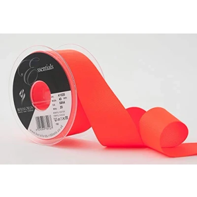 Image of Berisfords Grosgrain Ribbon, Flo Orange, 40 mm, 40mm