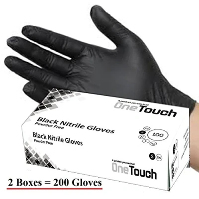 Image of &quot;Heavy Duty Black Nitrile Powder &amp; Latex Free Disposable Gloves Tattoo Mechanic Boxed 100