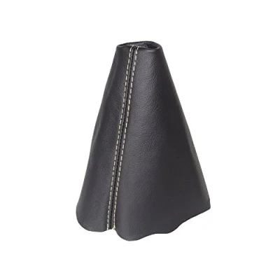 Image of The Tuning Shop Ltd Gear Stick Gaiter Black Genuine Leather Beige Stitching