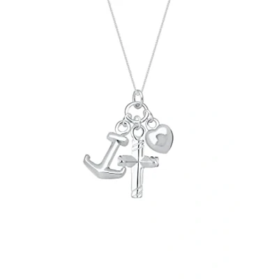 Image of Elli Women&#039;s 925 Sterling Silver Neckwear Heart Cross Anchor Necklaces Pendant of Length 45 cm