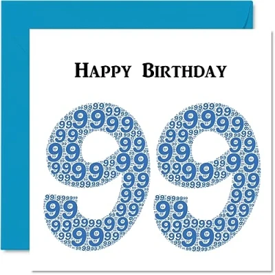 Image of Fun 99th Birthday Cards for Men Shapecloud Happy Card Great Grandad Grandpa Nanny Grandma Nan Gran Granny Dad Mum, 145mm x Greeting Cards,