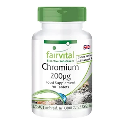 Image of Fairvital Chromium 200mcg from picolinate Bulk Pack for 3 Months HIGH Dosage Vegan 90 Tablets