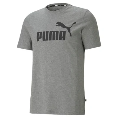 Image of Puma LOGO TEE Print Tshirt, Men&#039;s, Size: 3XL, Medium gray heather