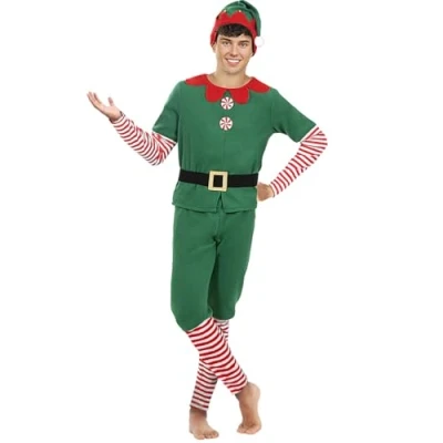 Image of Funidelia Elf Costume for man Christmas Costumes adults, accessory fancy dress &amp; props Halloween, carnival parties Size L Green
