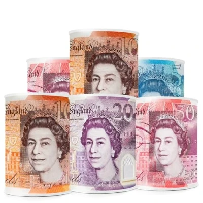 Image of LUMOUS ROLA 6PCS Money TIN BOX Sterling Bank Note Piggy Bank, Coin Tin, Cash Savings Can, Birthday Money, Holiday &amp; Christmas Fund (6pcs small)