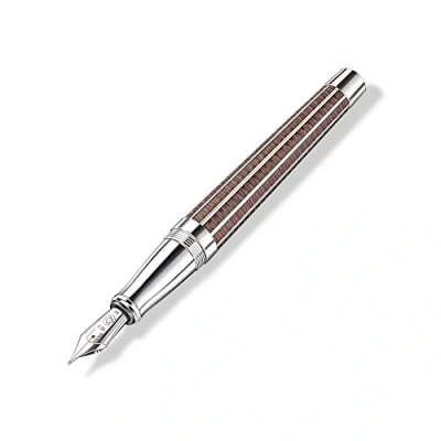 Image of J.S. Staedtler 9PT120M Princeps Fountain Pen European Black Walnut Wood, 18kt. White Gold Nib, Platinum Plated