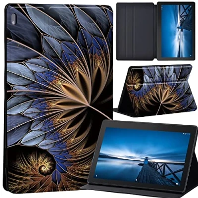 Image of Case for Lenovo Tab M10 TB X605F/ X605L/ X505F/ X505L, Leather Tri Fold Stand Cover 10.1 Inch Tablet, (blue feather)