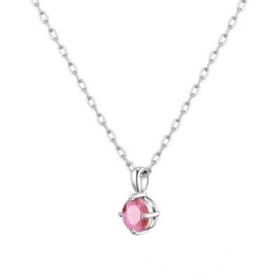 Image of Philip Jones Sterling Silver Pink Necklace Created with Zircondia® Crystals
