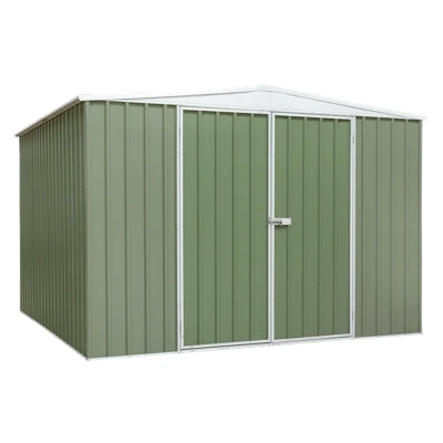Image of Dellonda Galvanised Steel Metal Garden/Outdoor/Storage Shed, 10FT x 10FT, Apex Style Roof Green