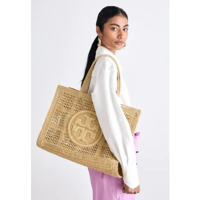 Image of Tory Burch ELLA HAND Crocheted Large Tote bag, Women&#039;s, Size: One Size, Natural