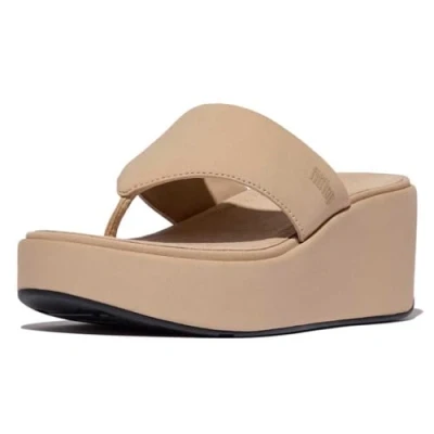 Image of Fitflop Women&#039;s PLATFFORMS Wedge Toe Post Sandals, Beige, 7 UK