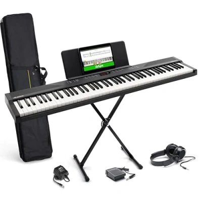 Image of Alesis 88 Key Keyboard Piano with 480 Sounds, Speakers, USB MIDI, Carry Bag, Stand, Headphones, Pedal and Lessons for Beginners