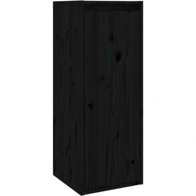 Image of vidaXL Wall Cabinet Black 30x30x80 cm Solid Wood Pine