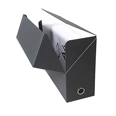 Image of Exacompta Ref 89421E Canvas Transfer Box 250 x 330mm in Size, Suitable for Storing A4 Documents, 120mm Spine, Metal Finger Hole, Spine Label Black