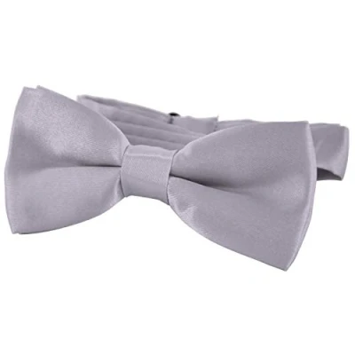 Image of DonDon comfortable Boys bow tie pre tied with adjustable length silk look for children Grey