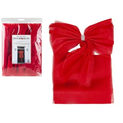 Image of PMS Christmas DIY Organza Door Bow with Diamante Middle Red