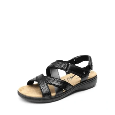 Image of DREAM PAIRS Women&#039;s Arch Support Sandals Comfortable Open Toe Dress Flats Walking For Summer,Size 5,Black,DWUMFS2516