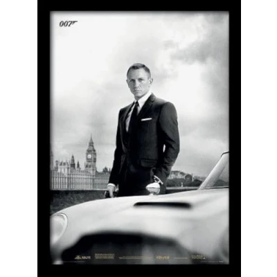 Image of James Bond Pyramid International (Bond &amp; DB5 Skyfall) Framed Print Memorabilia, Multi Colour, 30 x 40 cm