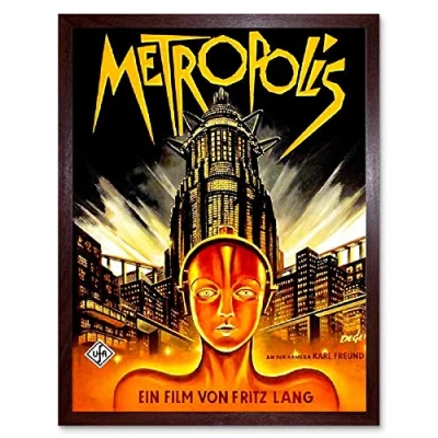 Image of Wee Blue Coo Vintage Film Movie Metropolis 1927 Sci Fi Future Art Print Framed Poster Wall Decor 12X16 Inch