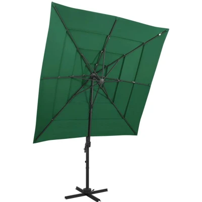 Image of vidaXL 4 Tier Garden Parasol with Aluminium Pole Green 250x250 cm