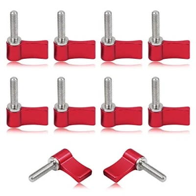 Image of SPEEDWOX 10 Pcs Male Threading Rotating Knob, M5 20mm Adjustable Thumb Lever Screw，Rotating Knob with Single Wing, Red Aluminum Alloy