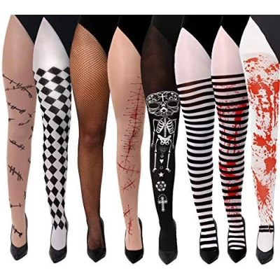 Image of I LOVE FANCY DRESS Womens Halloween Tights with Red Bloodstained Print