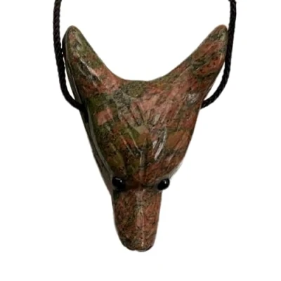 Image of VIE Wolf Head Pendant (Unakite)