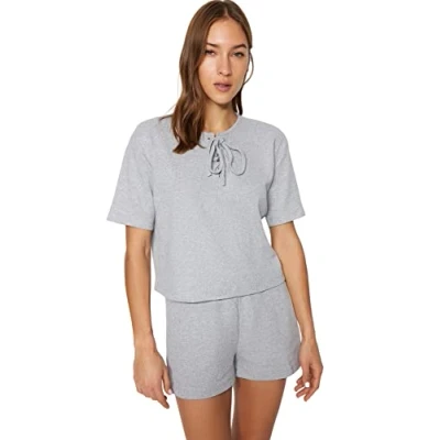 Image of Trendyol Women Loungewear Regular fit Basic Crew Neck Knitted Blouse Grey