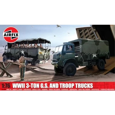 Image of Airfix A03306A WWII 3 ton 4x4 General Service &amp; Troop Trucks Plastic model making kit