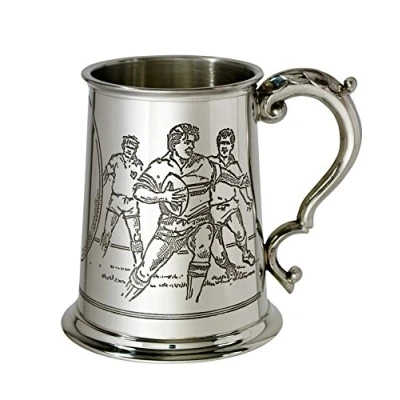 Image of Wentworth Pewter Rugby Scene 1 Pint Tankard