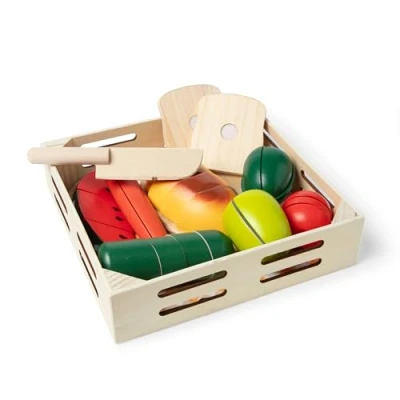 Image of Melissa &amp; Doug Wooden Cutting Play Food Toys Toy Kitchen Accessories 3+ Gift for 3 Year Old Boy, Girl