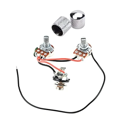 Image of Electric Guitar Wiring Harness Replacement 1 Volume Tone 2 Knobs 3 Way Toggle 500K Pots &amp; For