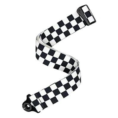 Image of D&#039;Addario Auto Lock Guitar Strap Acoustic &amp; Electric Accessories Easy to Use Locking Straps Uses Existing Buttons Skater Checkerboard