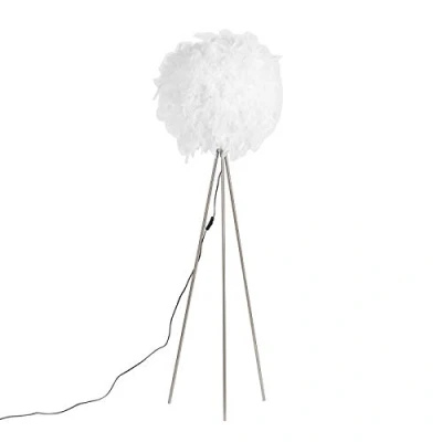 Image of Qazqa Romantic Floor lamp White Feather Modern Suitable for LED E27 1 Light Steel Living Room I Bedroom