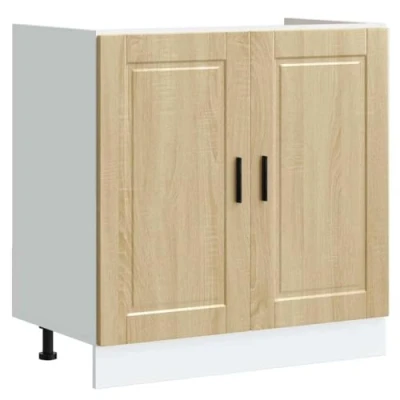 Image of vidaXL Porto Sink Base Cabinet 80x46x81.5 cm Sonoma Oak, Engineered Wood, Kitchen Storage with Adjustable Feet