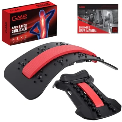 Image of GMP SPORTS 2in1 Back Stretcher Posture Corrector, Massager and Cervical Neck for &amp; Relaxation Pain Relief, Fitness, Acupressure Lumbar Support