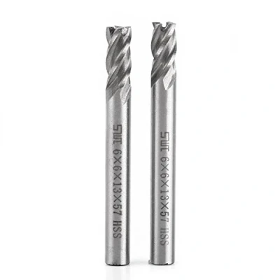 Image of 2pcs 4 Flutes End Mill HSS 6mm Metal Milling Cutter Engraving Machine Bit Router Bits CNC Tool Cutters For