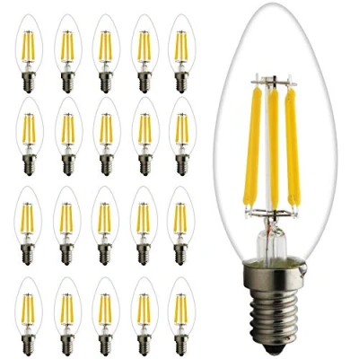 Image of LED E14 Base Candle Filament Bulb 2 W / 4 6 W, Equivalent to 20 40 60 Incandescent Bulb, Warm White 2700 K, Flame, Light Beam Angle 360 6w pezzi