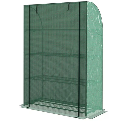 Image of Outsunny 4 Tier Mini Greenhouse Portable Green House with Roll up Door 170H x 120Wcm