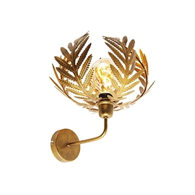 Image of Qazqa Vintage Wall Lamp I Light Gold Botanica Country Suitable for LED E27 1 Steel Living Room Kitchen Bedroom